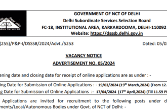 DSSSB Recruitment 2024: Notification for 1499 Vacancies
