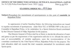 Rajasthan Police Constable Sports Person Recruitment 2024