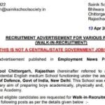 Sainik School Chittorgarh Recruitment 2024 Notification