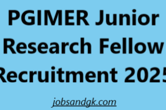 PGIMER Junior Research Fellow Recruitment 2025